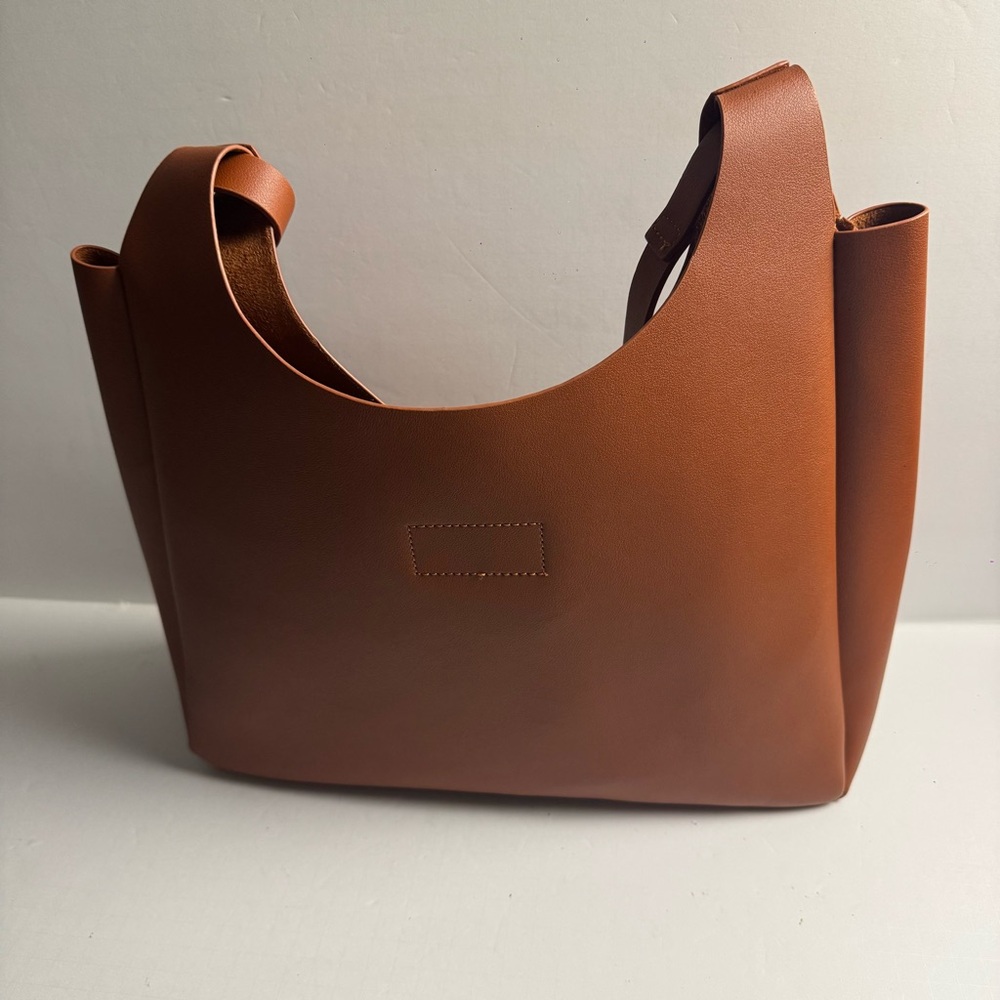 Neiman Marcus Minimalist Brown Leather Shoulder Bag